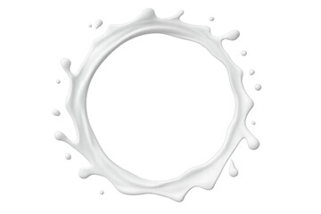 Milk droplet creating dynamic circular splash pattern, showcasing fluid motion against clean transparent surface