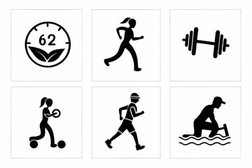 Fitness and Health Icons Collection.