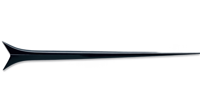Sharp black spear with pointed tip designed for precision throws and hunting, showcasing a sleek, streamlined shape