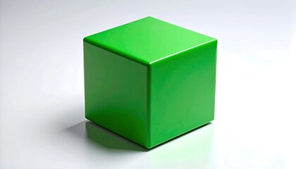 Fototapeta premium Green cube on white background
