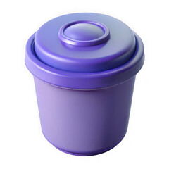 Purple plastic container with lid isolated on transparent background