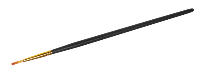 Golden paintbrush isolated on white background, clipping path