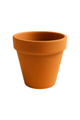 Small terracotta flower pot isolated on transparent background