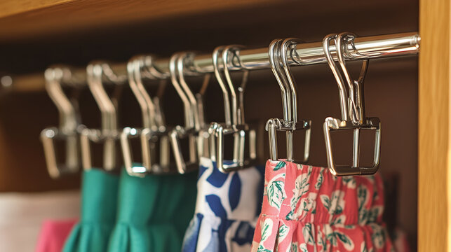 Clip Hangers Have adjustable clips for hanging skirts, pants, or accessories. 
