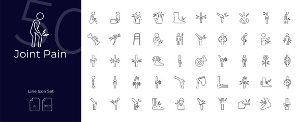Joint Pain Line Editable Icons set. Vector illustration in modern thin line style of Joint Pain icons: pain, hip, shoulder, etc