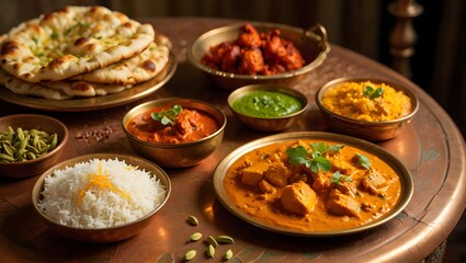 Traditional Indian Thali with Variety