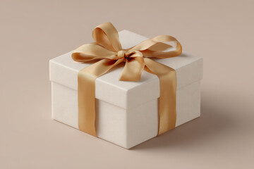 Fototapeta premium photorealistic ultraminimalist composition featuring charming gift adorned with elegant ribbons set against clean