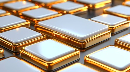 Gold-framed white squares in a grid pattern.