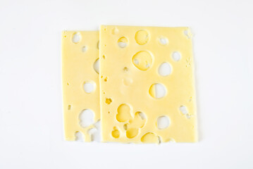 cheese slices isolated on a white background