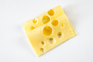 cheese slices isolated on a white background