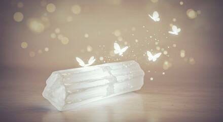 Crystal with flying butterflies