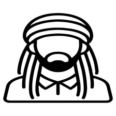 Bearded Man with Turban and Dreadlocks Vector Icon