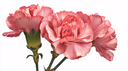 Pink carnation flowers isolated