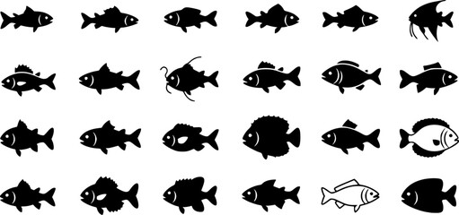 Naklejka premium Fish icon vector set isolated on white background. food illustration sign collection. 