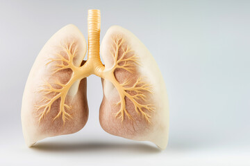 Realistic illustration of human lungs highlighting the trachea and bronchi