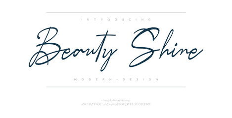 Beauty Shine logo signature Elegant Branding Typeface. Handwritten Script Editable Text Effect Template . vector illustration 
