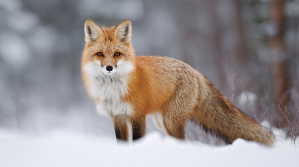 Obraz premium Red fox in snow
