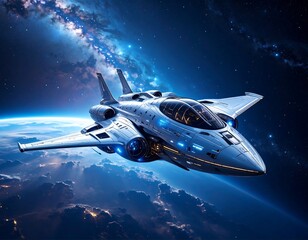 Futuristic spaceship in space (2)