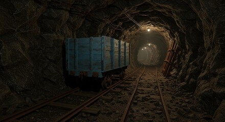 Dark mine cart tunnel