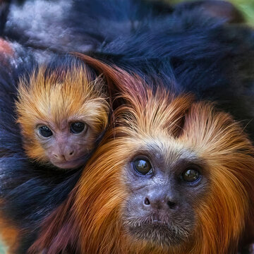 Golden-Headed Lion Tamarin with Baby