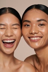 Two Smiling Women Close-Up Portrait - Genuine Joy and Connection