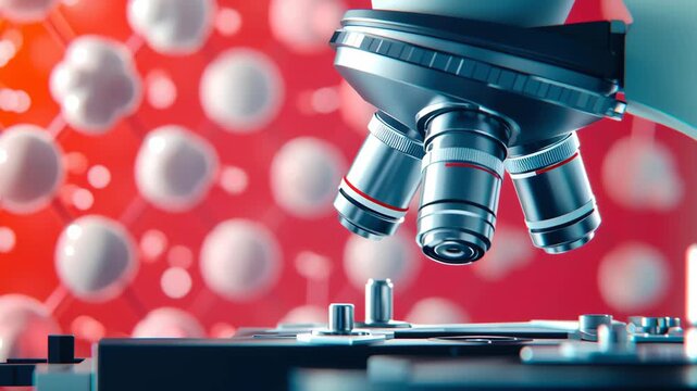 Exploring Molecular Structures Close Up View of Microscope Technology in Scientific Research and Laboratory Discoveries in Biology and Chemistry