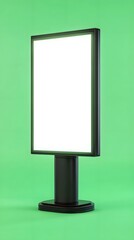 Empty illuminated advertisement display on a pedestal.