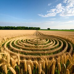 Golden circle in wheat field
