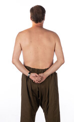 Fototapeta premium old man with bare back on white background