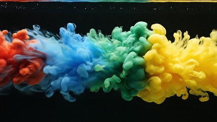 rainbow ink cloud, vibrant underwater paint explosion in rainbow colors on black background captured in slow motion used for abstract animation art or creative transitions
- Powered by Adobe