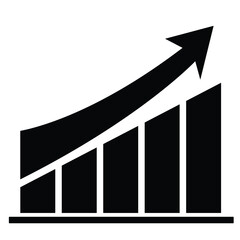 Business Graph Icon – Silhouette of Sales Chart with Upward Trend, Art & Illustration