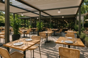 Fototapeta premium Chic outdoor dining experience.