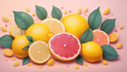 colorful lemon and grapefruit illustration with a playful design