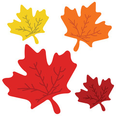 Autumn Maple Leaves Set – Colorful Fall Foliage Vector Illustration, 
A beautiful set of colorful maple leaves in autumn shades. Ideal for seasonal decorations, greeting cards, scrapbooking,