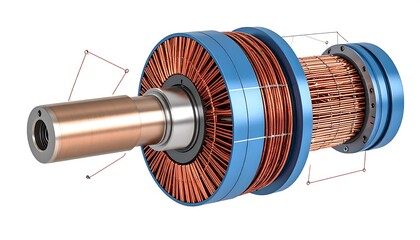 Detailed motor assembly, 3D illustration