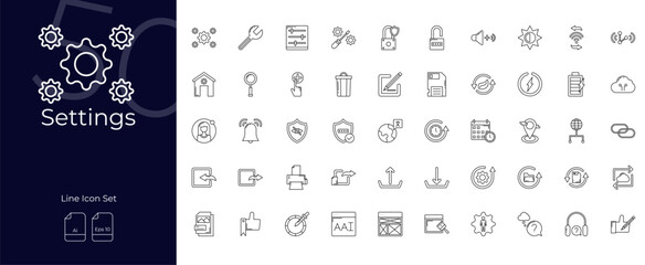 Settings Line Editable Icons set. Vector illustration in modern thin line style of Settings icons: option, configuration, operation, etc