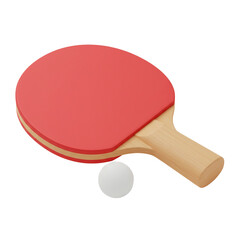 : 3D Cartoon Table Tennis Paddle and Ball.