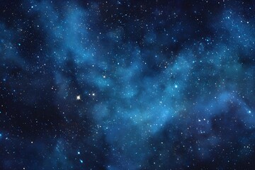 Fototapeta premium Starry sky background, blue night sky full of stars, glowing stars in the dark space, starry background, dark night, stars in the distance, starlight, dark background with a blue glow, night sky. 