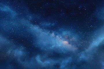 Fototapeta premium Starry sky background, blue night sky full of stars, glowing stars in the dark space, starry background, dark night, stars in the distance, starlight, dark background with a blue glow, night sky. 
