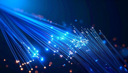 Fiber optic cables glowing