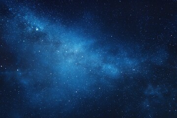 Obraz premium Starry sky background, blue night sky full of stars, glowing stars in the dark space, starry background, dark night, stars in the distance, starlight, dark background with a blue glow, night sky. 