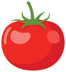 Fresh Red Tomato Illustration in Flat Vector Style - Juicy Vegetable Design for Cooking, Recipe, and Healthy Food Projects