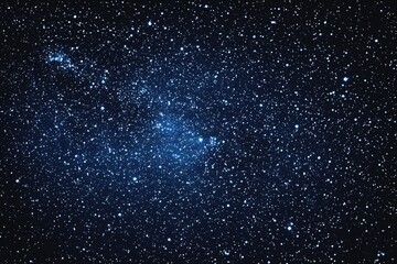 Obraz premium Starry sky background, blue night sky full of stars, glowing stars in the dark space, starry background, dark night, stars in the distance, starlight, dark background with a blue glow, night sky. 