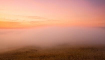 Fototapeta premium fog softly rolling into a gradient pastel peach and orange backdrop with diffused lighting highlighting its smooth flow