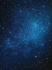 Fototapeta premium Starry sky background, blue night sky full of stars, glowing stars in the dark space, starry background, dark night, stars in the distance, starlight, dark background with a blue glow, night sky. 