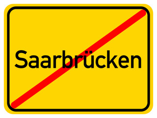Illustration of a city exit sign for the city of Saarbrücken