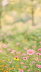 Fototapeta premium Vibrant meadow with blooming flowers.
