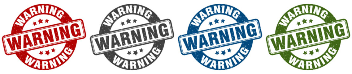 warning stamp. warning round stamp set isolated on white background