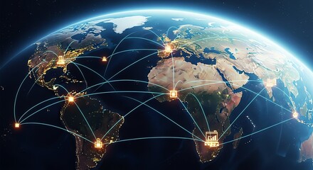 Global Network Communications Earth Connection Digital Transformation