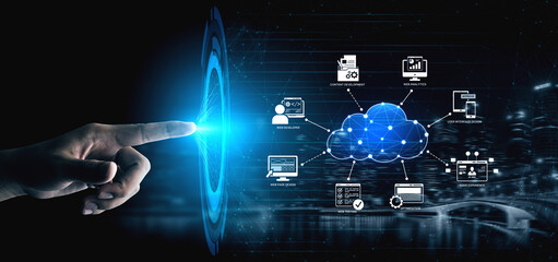 Cloud computing, cloud strategy, and cloud technology transforming digital infrastructure with scalable services, secure data storage, and cloud-based digital business solutions. Spline